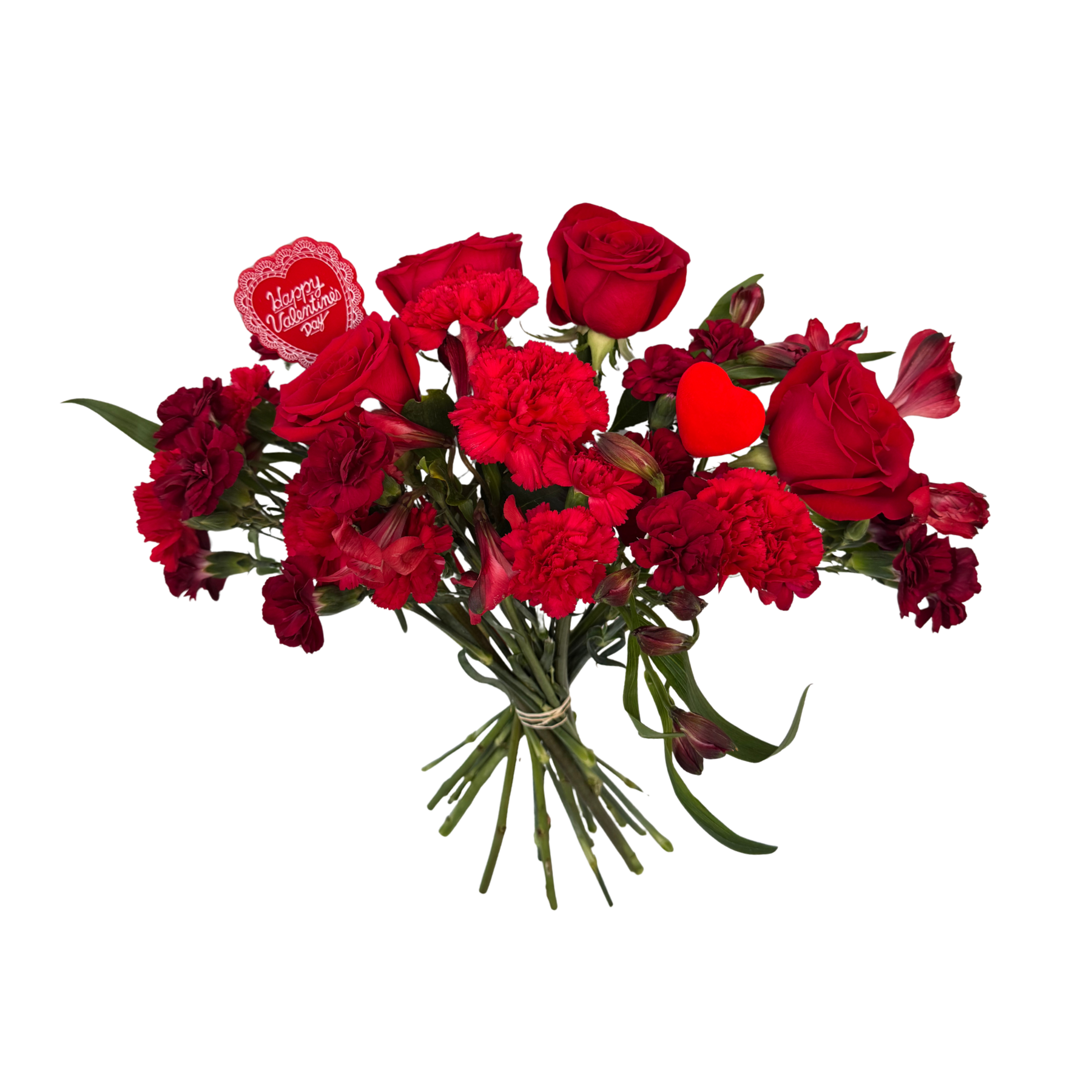 Valentine's Mixed Flowers Bouquet - Classic Red in Passion Heart Paper
