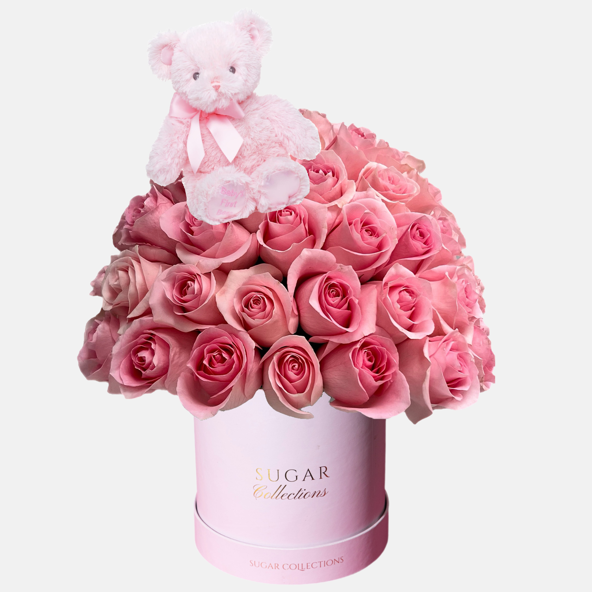 New Baby Rose Box - Luxury Pink Bear