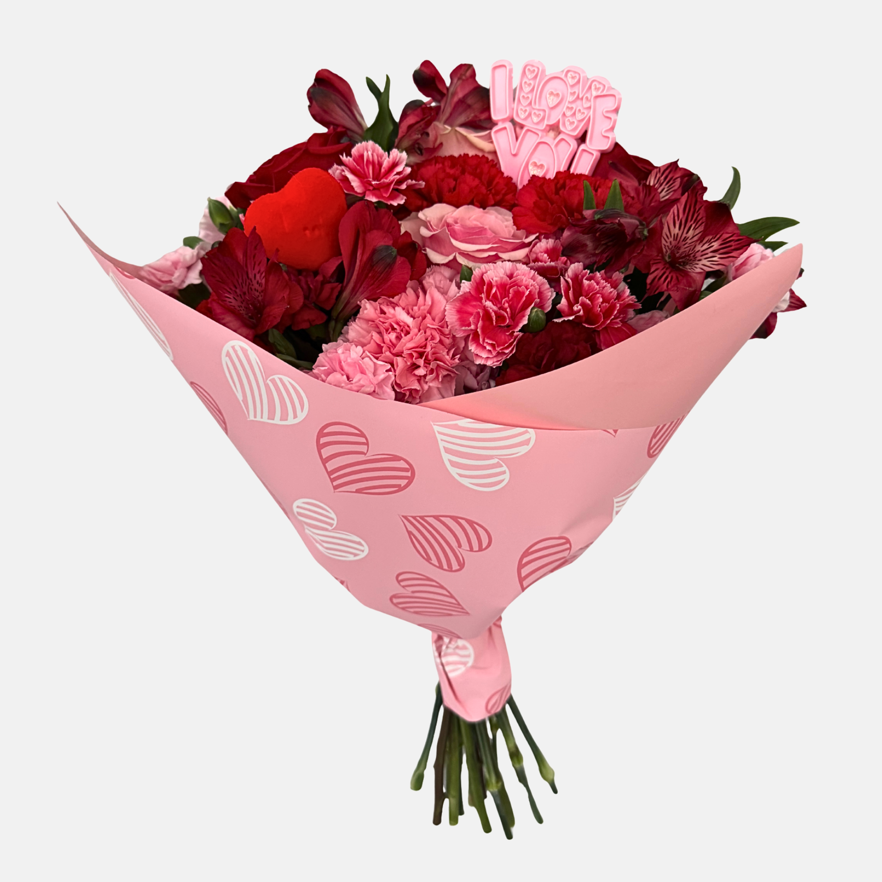 Valentine's Mixed Flowers Bouquet - Romance in Sweet Heart Paper