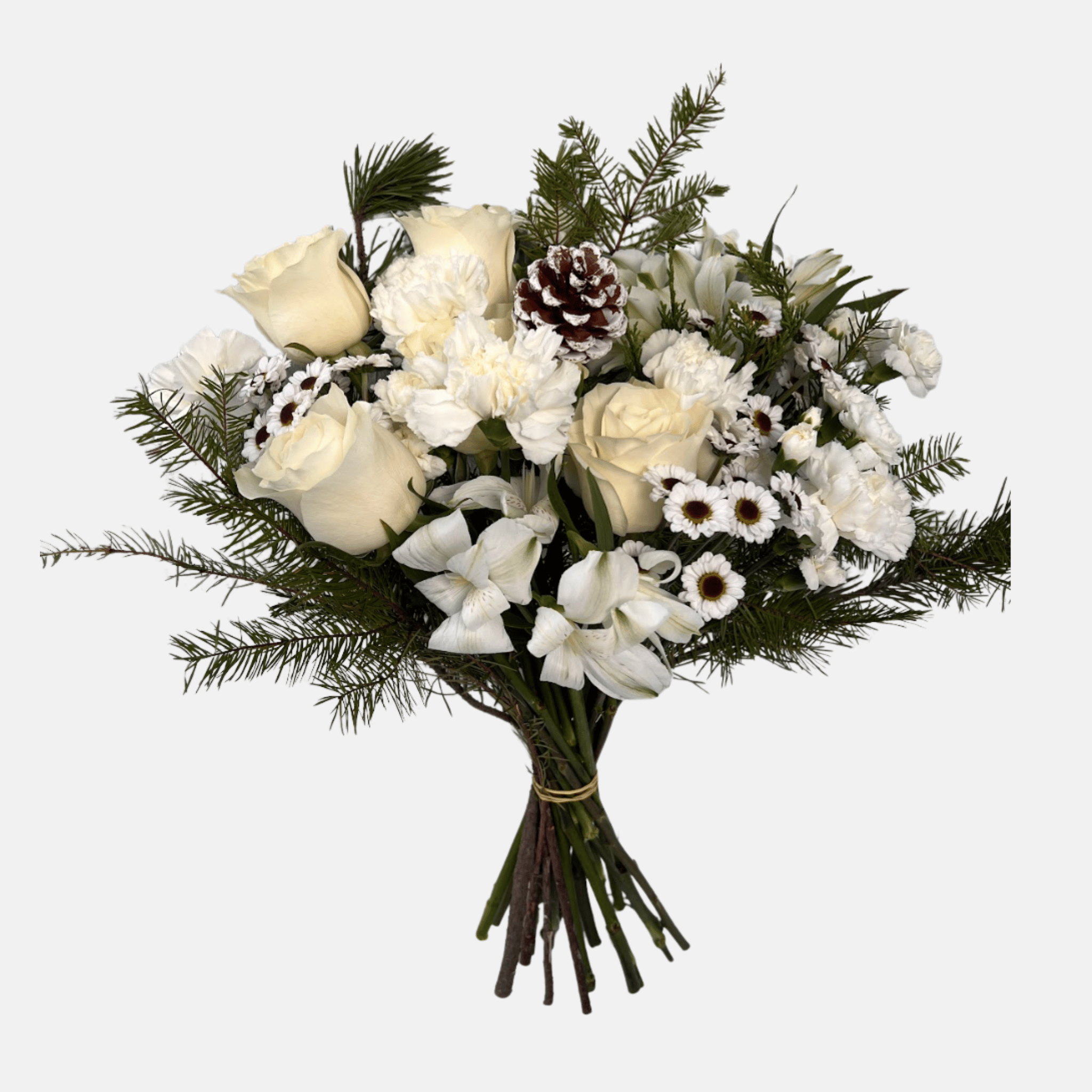 Holiday Mixed Flowers Bouquet - Winter White in Luxury Paper
