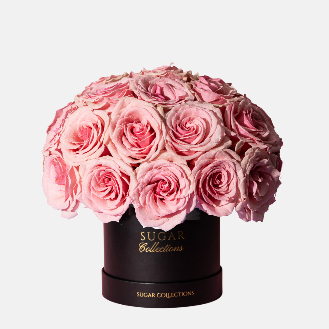 Black box with fresh roses