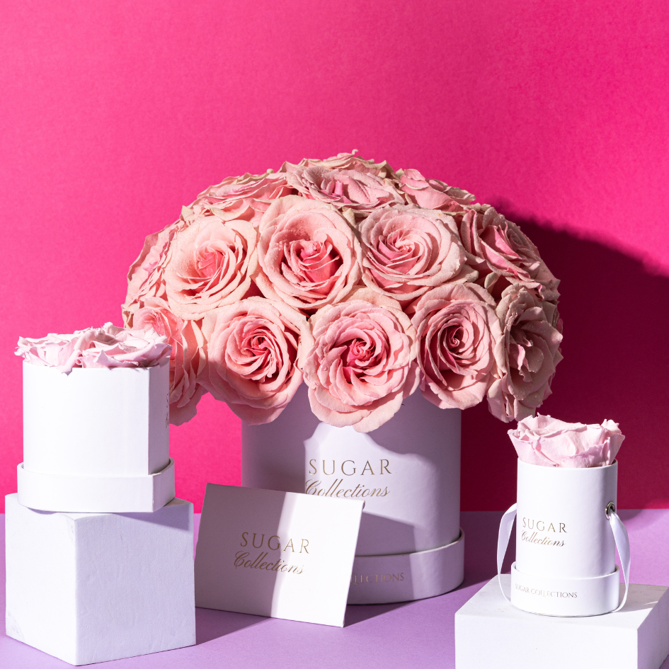 Luxury Preserved Rose Round Box - White