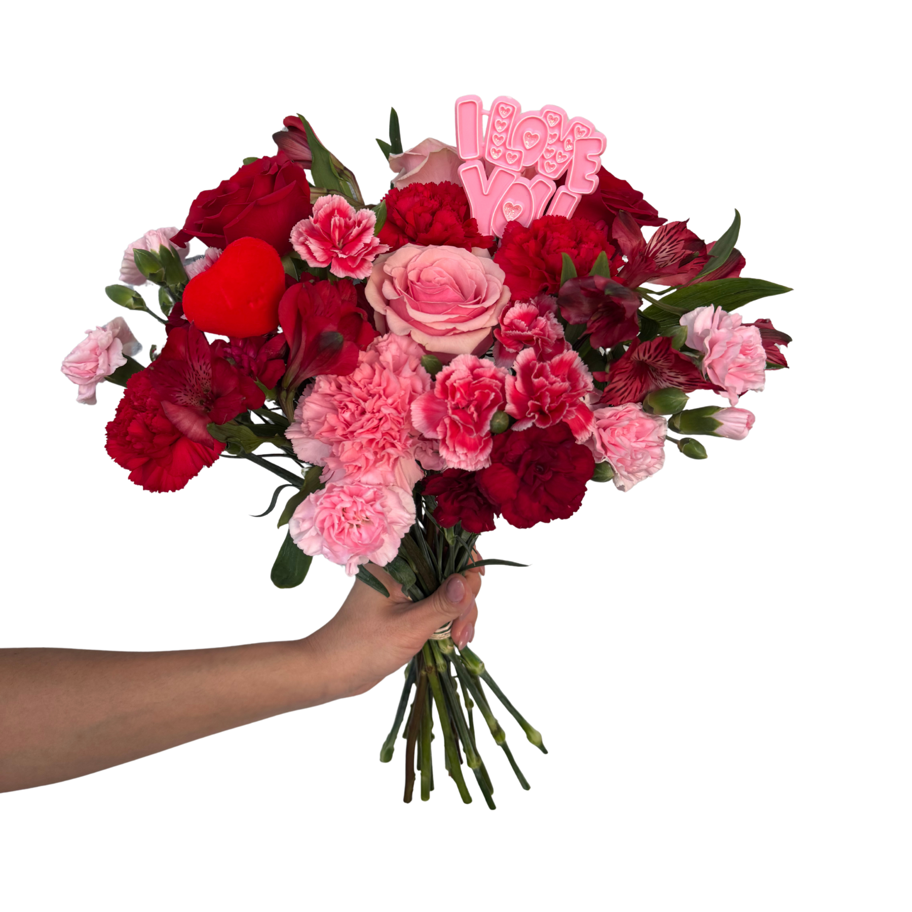 women's Mixed Flowers Bouquet - Romance in Sweet Heart Paper