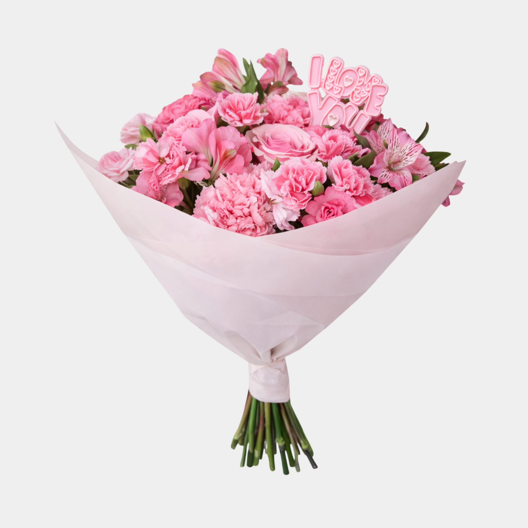 Valentine's Mixed Flowers Bouquet -Pink in Pink Paper