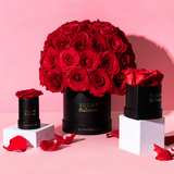 Black box with fresh roses